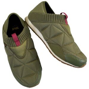Teva Olive Green Slip-On Shoes with Pink Accent